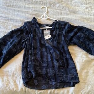 Joie Navy Floral Blouse